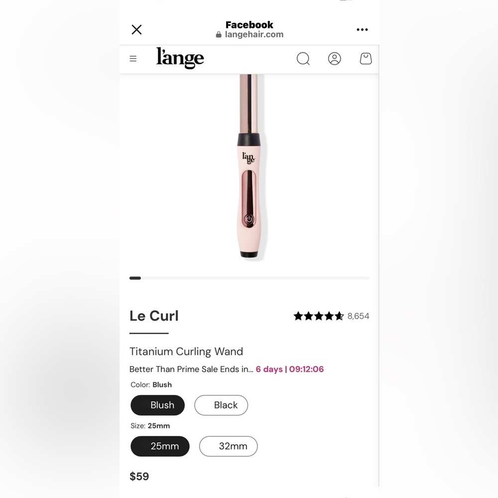 L'ange Le Curl Titanium Curling Wand - Blush